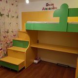 Mobila de dormitor, galben-vernil, pentru copii